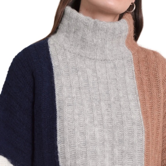 ELEVEN SIX Talia Mock Neck Alpaca Blend Poncho Sweater Medium/Large - Picture 5 of 11